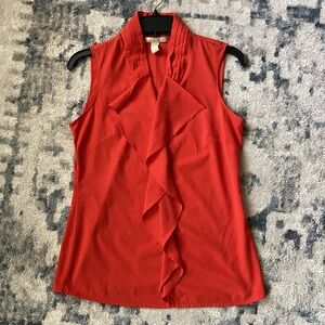 🩷 Banana Republic Orange Sleeveless Ruffle Blouse